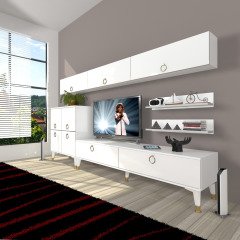 Decoraktiv Eko 8 Mdf Std Gold Tv Ünitesi Tv Sehpası Parlak Beyaz