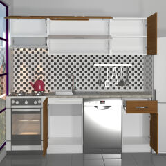 Decoraktiv Elite 220 MDF Hazır Mutfak Dolabı Ceviz