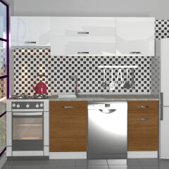 Decoraktiv Elite 220 MDF Hazır Mutfak Dolabı Ceviz - Beyaz