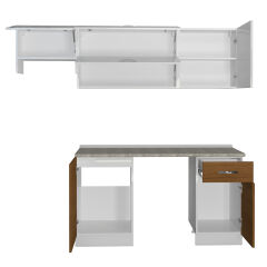 Decoraktiv Elite 220 MDF Hazır Mutfak Dolabı Ceviz - Beyaz