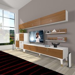 Decoraktiv Eko 8 Mdf Std Gold Tv Ünitesi Tv Sehpası Beyaz - Ceviz