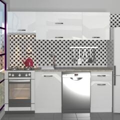 Decoraktiv Elite 220 MDF Hazır Mutfak Dolabı Parlak Beyaz