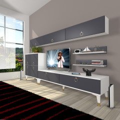 Decoraktiv Eko 8 Mdf Std Gold Tv Ünitesi Tv Sehpası Beyaz - Antrasit