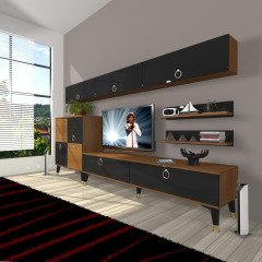 Decoraktiv Eko 8 Mdf Std Gold Tv Ünitesi Tv Sehpası Ceviz - Siyah