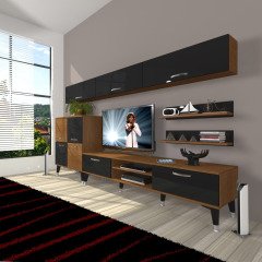 Decoraktiv Eko 8 Mdf Dvd Silver Tv Ünitesi Tv Sehpası Ceviz - Siyah