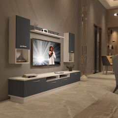 Decoraktiv Trendstyle 5220DA Mdf Tv Ünitesi Tv Sehpası Beyaz - Antrasit