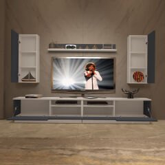 Decoraktiv Trendstyle 5220DA Mdf Tv Ünitesi Tv Sehpası Beyaz - Antrasit