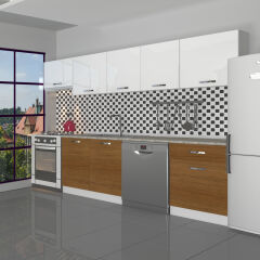 Decoraktiv Elite 280 MDF Hazır Mutfak Dolabı Ceviz - Beyaz
