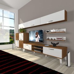 Decoraktiv Eko 8 Mdf Dvd Silver Tv Ünitesi Tv Sehpası Ceviz - Beyaz