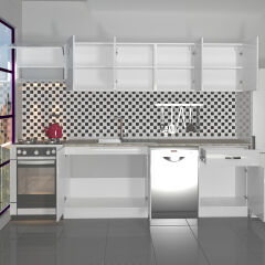 Decoraktiv Elite 280 MDF Hazır Mutfak Dolabı Parlak Beyaz