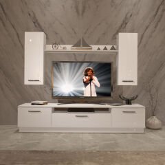Decoraktiv Trendstyle 5D Mdf Tv Ünitesi Tv Sehpası Parlak Beyaz