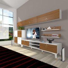 Decoraktiv Eko 8 Mdf Dvd Gold Tv Ünitesi Tv Sehpası Beyaz - Ceviz