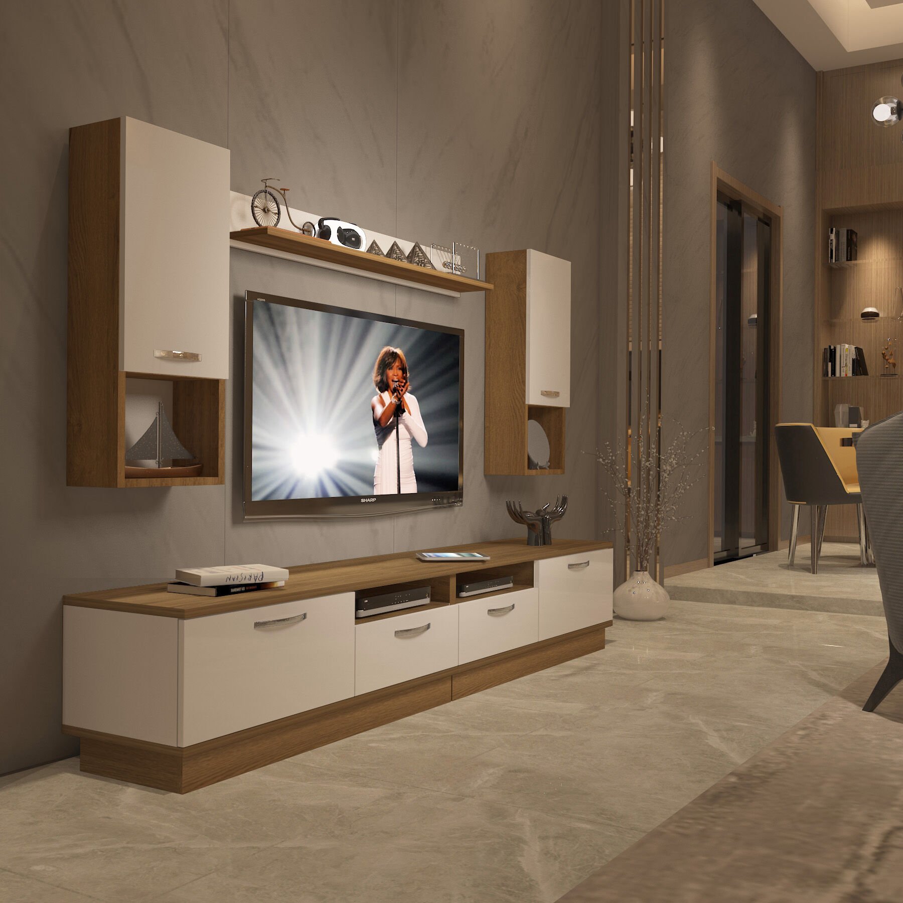 Decoraktiv Trendstyle 5220DA Mdf Tv Ünitesi Tv Sehpası Pera - Beyaz