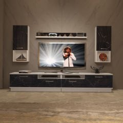 Decoraktiv Trendstyle 5220DA Mdf Tv Ünitesi Tv Sehpası Beyaz - Siyah Mermer