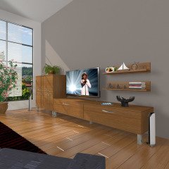 Decoraktiv Eko On Slm Std Krom Ayaklı Tv Ünitesi Tv Sehpası Ceviz