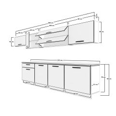 Decoraktiv Ekol 280 MDF Hazır Mutfak Dolabı Antrasit - Beyaz