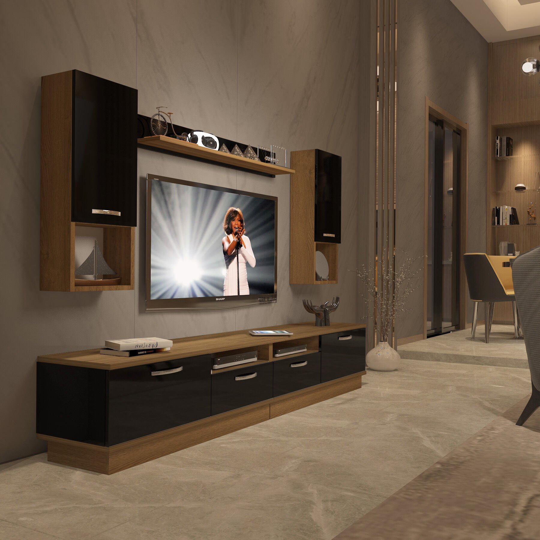 Decoraktiv Trendstyle 5220DA Mdf Tv Ünitesi Tv Sehpası Pera - Siyah