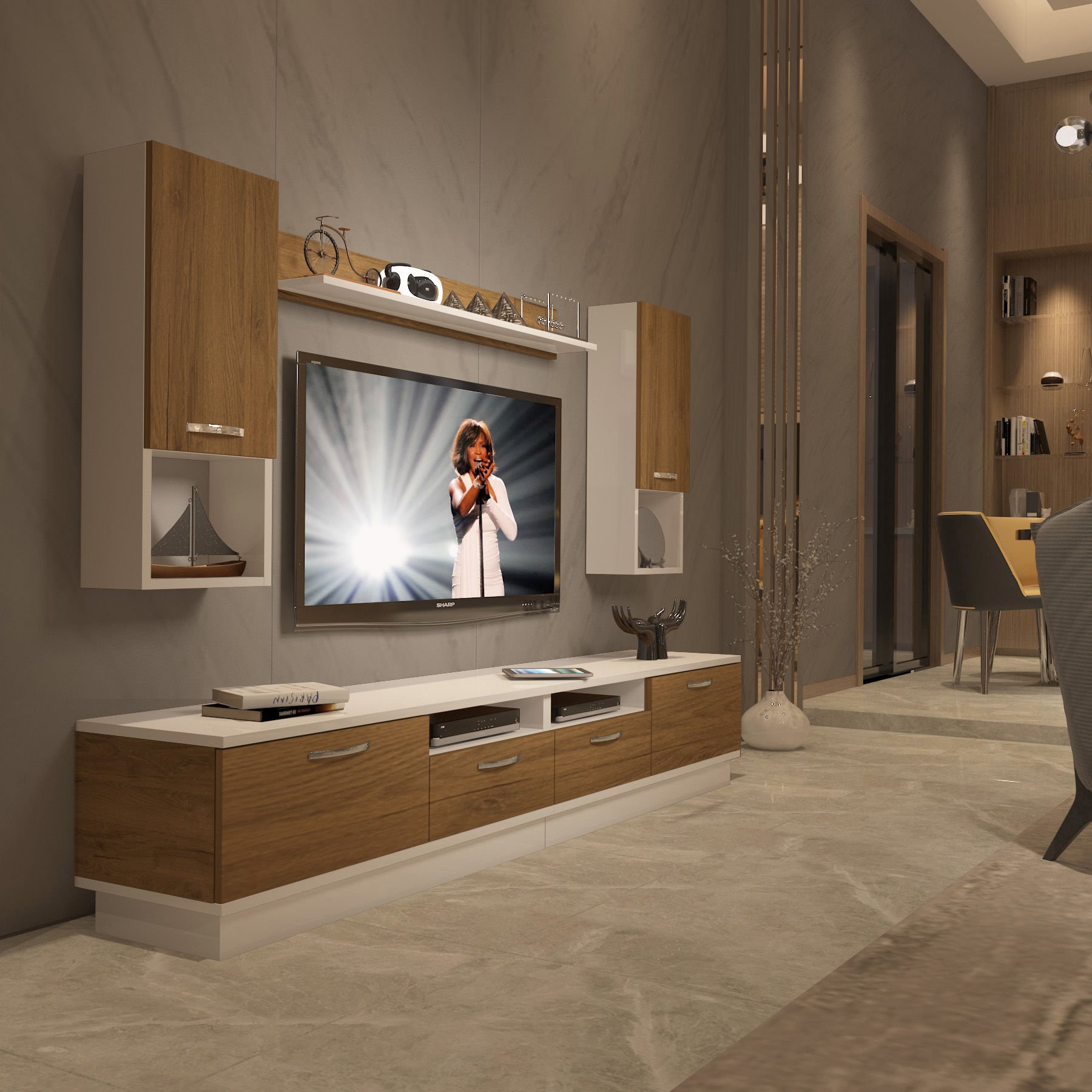 Decoraktiv Trendstyle 5220DA Mdf Tv Ünitesi Tv Sehpası Beyaz - Pera