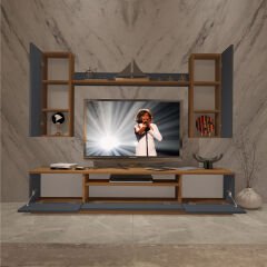 Decoraktiv Trendstyle 5D Mdf Tv Ünitesi Tv Sehpası Ceviz - Antrasit