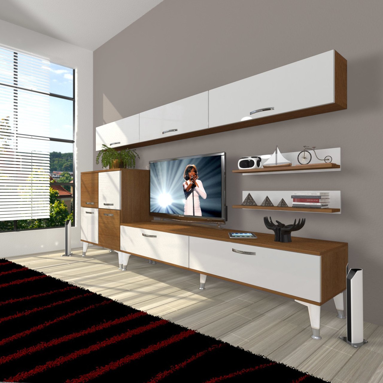 Decoraktiv Eko 8 Slm Std Silver Tv Ünitesi Tv Sehpası Ceviz - Beyaz