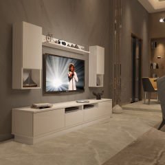Decoraktiv Trendstyle 5220DAS Mdf Tv Ünitesi Tv Sehpası Parlak Beyaz