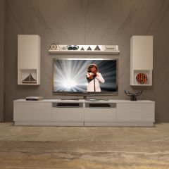 Decoraktiv Trendstyle 5220DAS Mdf Tv Ünitesi Tv Sehpası Parlak Beyaz