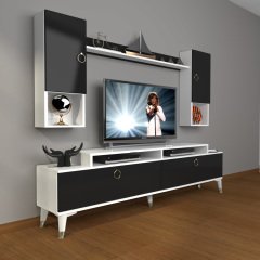 Decoraktiv Ekoflex 5DA Mdf Gold Tv Ünitesi Tv Sehpası Beyaz - Siyah