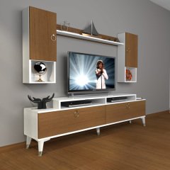 Decoraktiv Ekoflex 5DA Mdf Gold Tv Ünitesi Tv Sehpası Beyaz - Ceviz