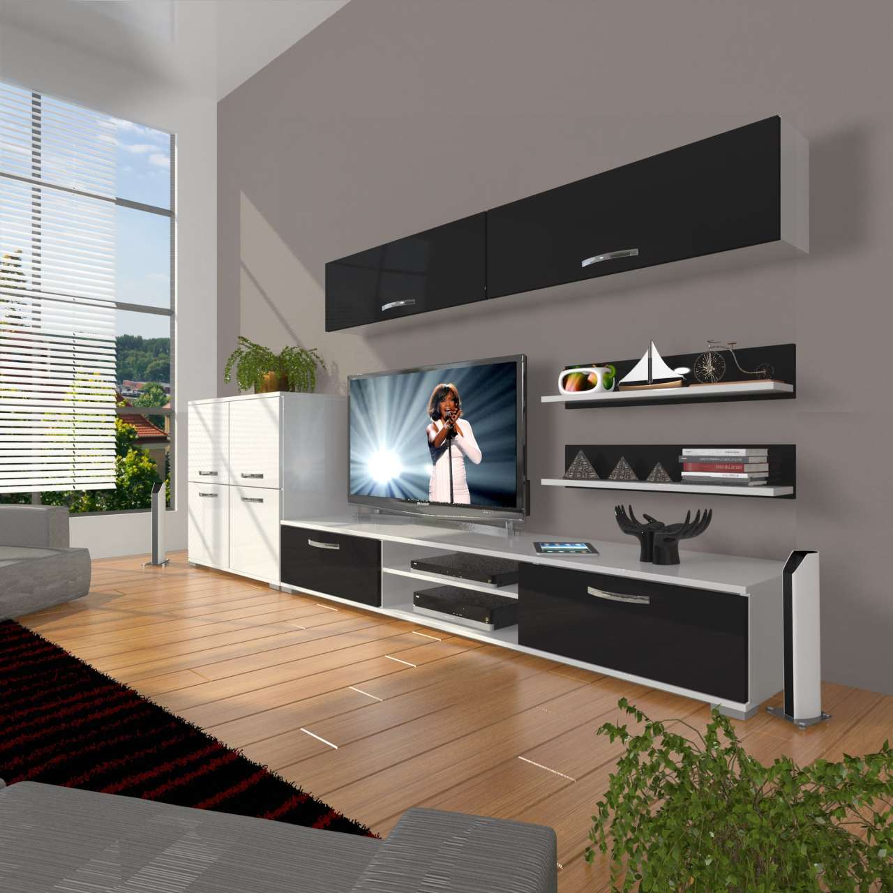 Decoraktiv Eko 6Y Mdf Dvd Tv Ünitesi Tv Sehpası Beyaz - Siyah