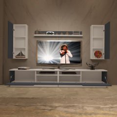 Decoraktiv Trendstyle 5220DAS Mdf Tv Ünitesi Tv Sehpası Beyaz - Antrasit