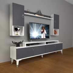 Decoraktiv Ekoflex 5DA Mdf Gold Tv Ünitesi Tv Sehpası Beyaz - Antrasit