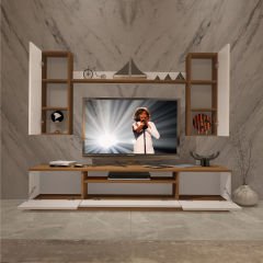 Decoraktiv Trendstyle 5D Mdf Tv Ünitesi Tv Sehpası Ceviz - Beyaz