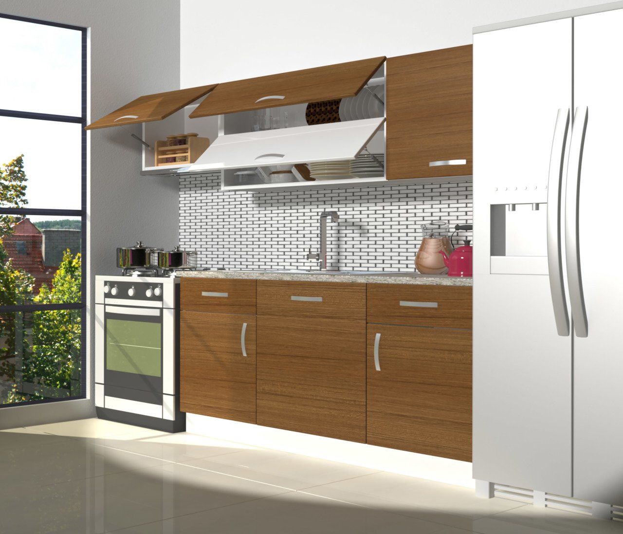 Decoraktiv Prestij 220 MDF Hazır Mutfak Dolabı Ceviz