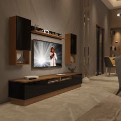 Decoraktiv Trendstyle 5220DAS Mdf Tv Ünitesi Tv Sehpası Ceviz - Siyah