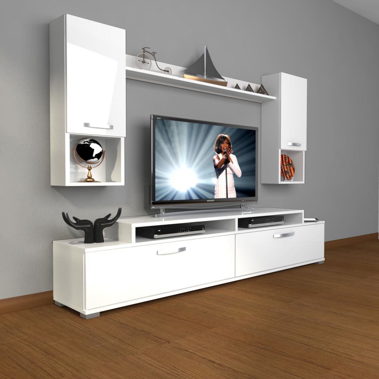 Decoraktiv Ekoflex 5DA Slm Tv Ünitesi Tv Sehpası Parlak Beyaz