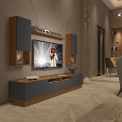 Decoraktiv Trendstyle 5220DAS Mdf Tv Ünitesi Tv Sehpası Ceviz - Antrasit