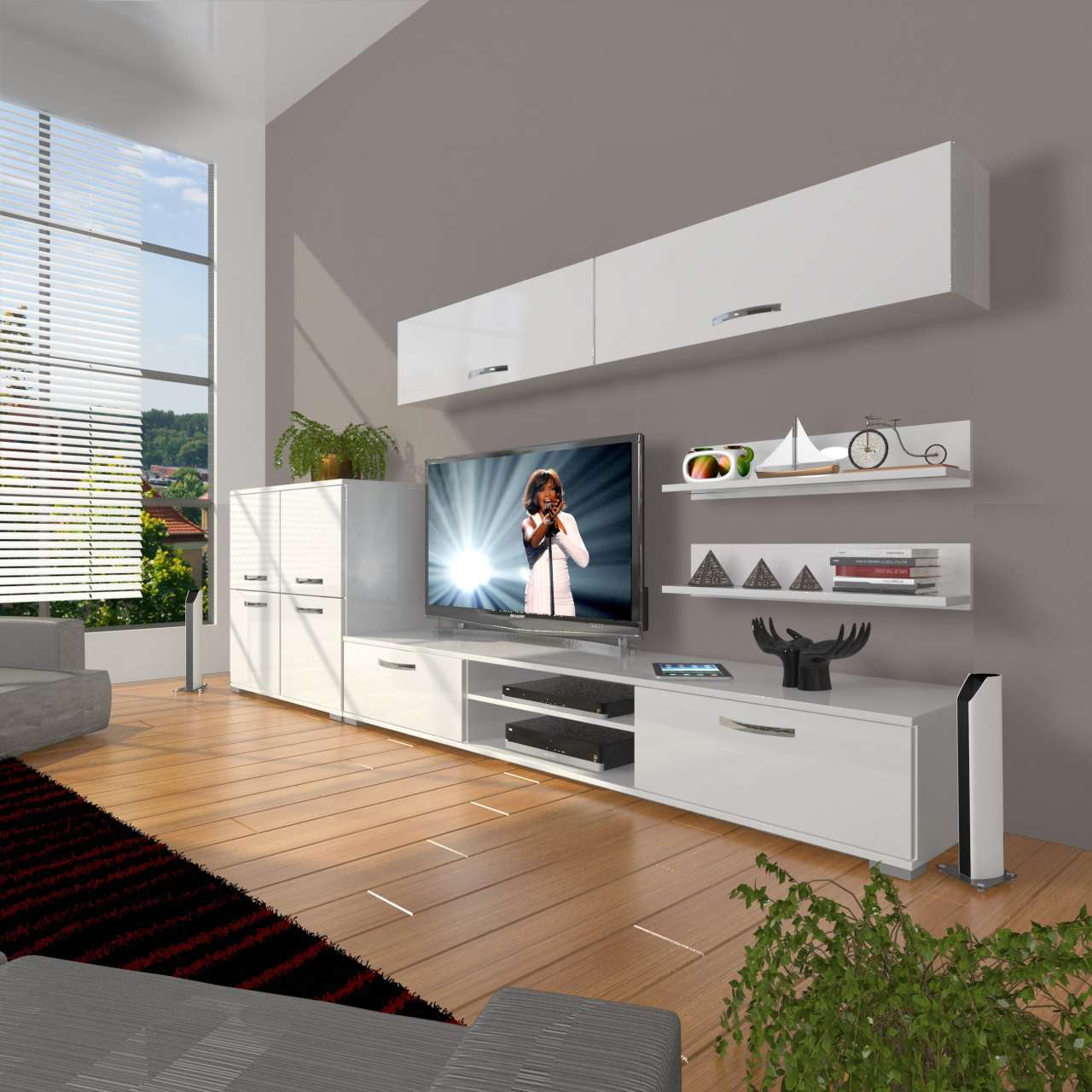 Decoraktiv Eko 6Y Mdf Dvd Tv Ünitesi Tv Sehpası Parlak Beyaz