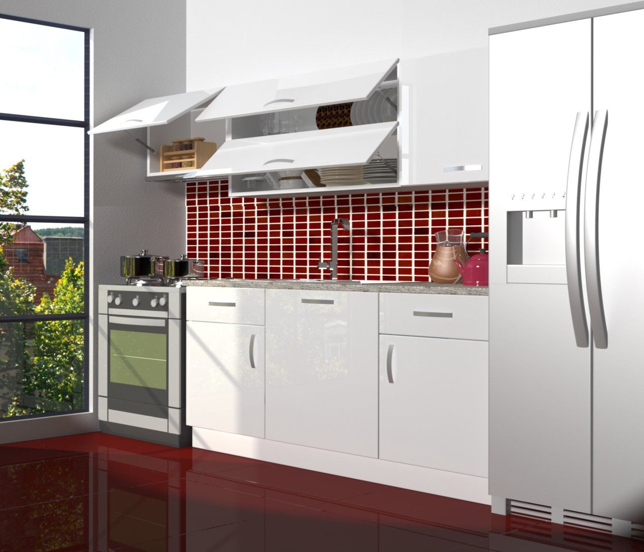 Decoraktiv Prestij 220 MDF Hazır Mutfak Dolabı Parlak Beyaz