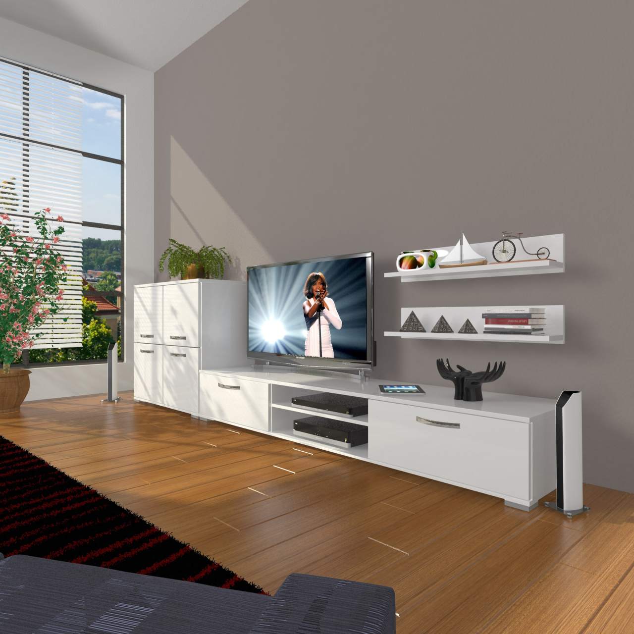 Decoraktiv Eko On Slm Dvd Tv Ünitesi Tv Sehpası Parlak Beyaz