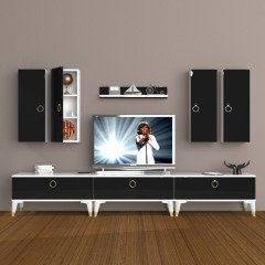Decoraktiv Eko 8D Mdf Gold Tv Ünitesi Tv Sehpası Beyaz - Siyah