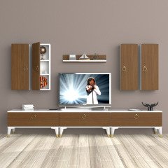 Decoraktiv Eko 8D Mdf Gold Tv Ünitesi Tv Sehpası Beyaz - Ceviz