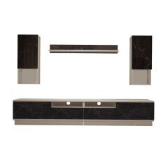Decoraktiv Trendstyle 5220DAS Mdf Tv Ünitesi Tv Sehpası Beyaz - Siyah Mermer