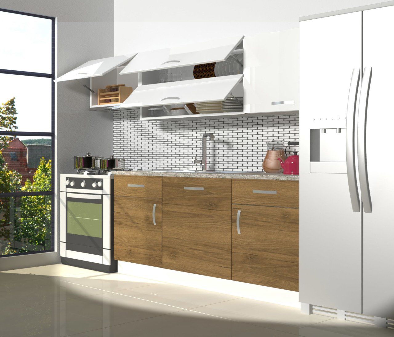 Decoraktiv Prestij 220 MDF Hazır Mutfak Dolabı Pera - Beyaz