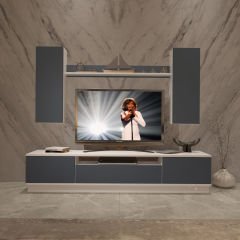 Decoraktiv Trendstyle 5DS Mdf Tv Ünitesi Tv Sehpası Beyaz - Antrasit