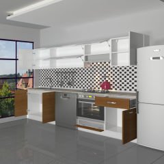 Decoraktiv Elite 280Y Ankastre MDF Hazır Mutfak Dolabı Ceviz - Beyaz