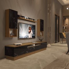Decoraktiv Trendstyle 5220DAS Mdf Tv Ünitesi Tv Sehpası Pera - Siyah Mermer