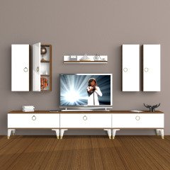Decoraktiv Eko 8D Mdf Gold Tv Ünitesi Tv Sehpası Ceviz - Beyaz