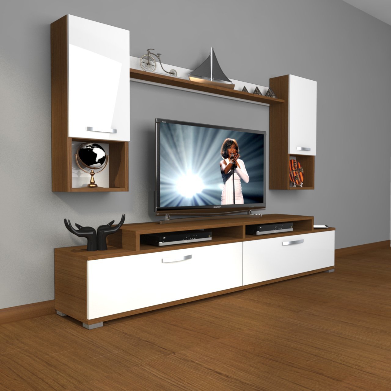Decoraktiv Ekoflex 5DA Slm Tv Ünitesi Tv Sehpası Ceviz - Beyaz