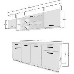 Decoraktiv Prestij 280 MDF Hazır Mutfak Dolabı Bordo