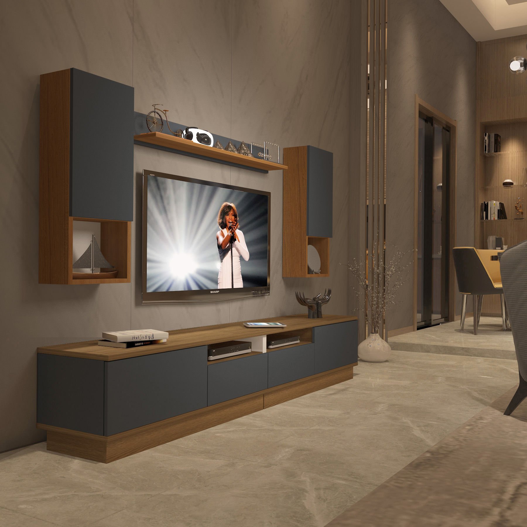 Decoraktiv Trendstyle 5220DAS Mdf Tv Ünitesi Tv Sehpası Pera - Antrasit